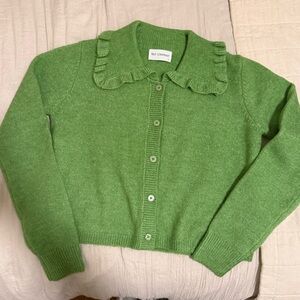 Self Contrast The Ainsley Ruffle Collar Cardigan Sweater